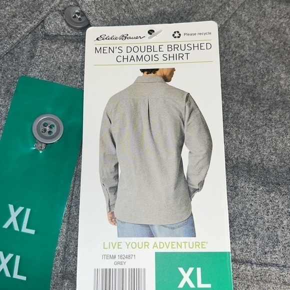 Eddie Bauer Chamois Flannel
Shirt Mens XL Gray Long Sleeve Button Down. - Picture 3 of 5